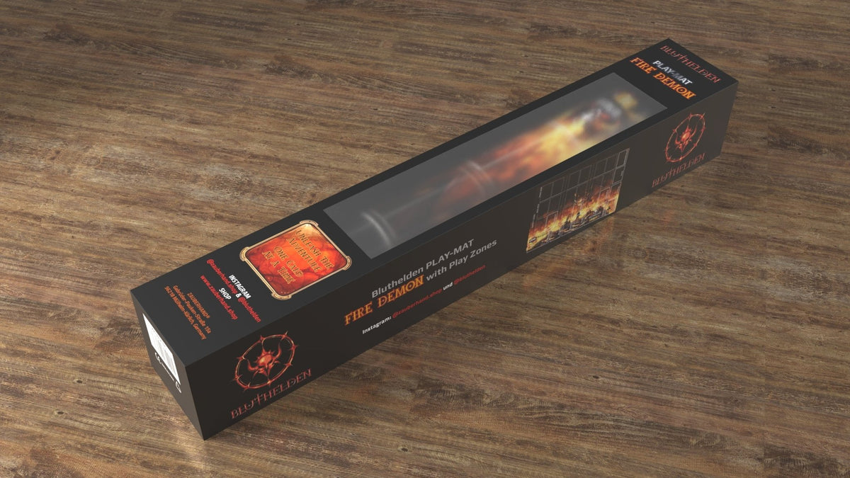 1 Spieler Bluthelden Play Mat "Fire Demon" mit Zonen - Zauberhand