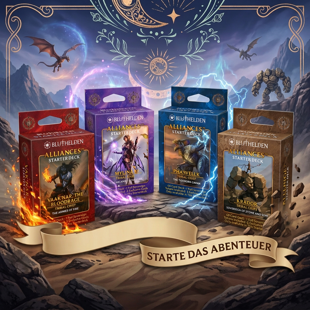 Bluthelden TTCG - 2.Edition - First Print "Alliances" - Starter Deck Set - Zauberhand Premium Zubehör für TCG